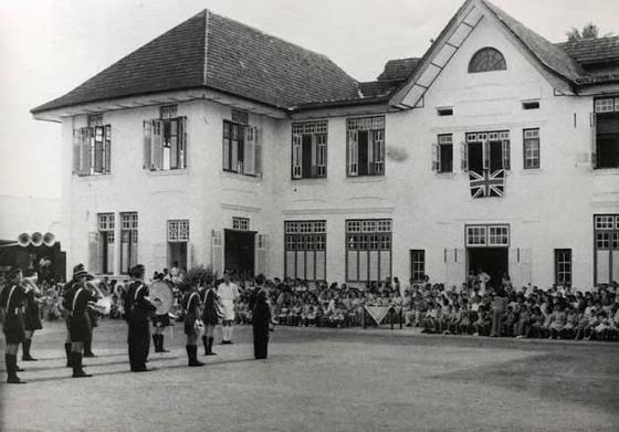 The school band in front of the Main Block